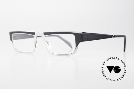 Theo Belgium Eye-Witness RB Striking Men's Eyeglasses 90's, fantastic frame finish with silver-gray and dulled black, Made for Men
