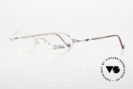 Jean Paul Gaultier 55-0013 Oval Vintage Frame Gold Plated, with many small details on the frame; in size 46/18, Made for Men and Women