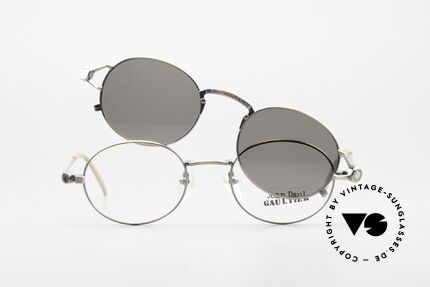 Jean Paul Gaultier 56-7110 Oval 90's Vintage Frame Clip On, NO retro glasses, but a rare Jean Paul Gaultier original!, Made for Men and Women