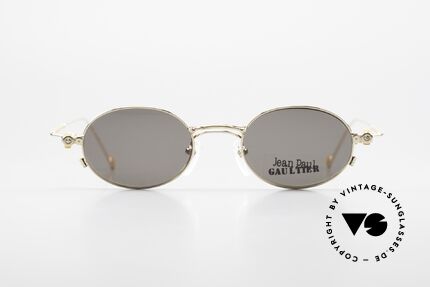 Jean Paul Gaultier 55-8106 Oval Vintage Frame Gold Plated, practical, removable CLIP-ON (100% UV protection), Made for Men and Women