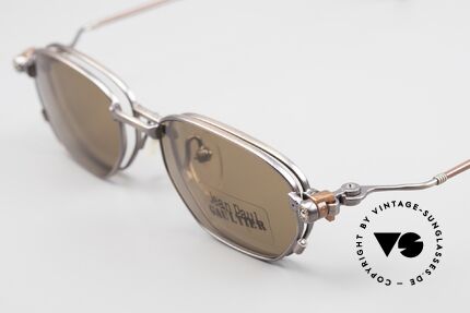 Jean Paul Gaultier 55-8107 90's Vintage Frame Sun Clip On, frame shines 'antique taupe metallic', in size 47-18, Made for Men and Women