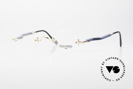 Gold & Wood 338 Oval 90's Luxury Rimless Specs, Gold & Wood Paris glasses, 338-63 in size 42-26, Made for Men and Women
