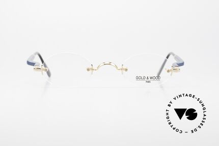 Gold & Wood 338 Oval 90's Luxury Rimless Specs, oval, rimless LUXURY eyeglass-frame from 1999, Made for Men and Women