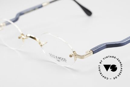 Gold & Wood 338 Oval 90's Luxury Rimless Specs, classic unisex model with flexible spring hinges, Made for Men and Women