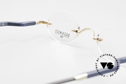 Gold & Wood 338 Oval 90's Luxury Rimless Specs, NO RETRO, but a precious old vintage ORIGINAL, Made for Men and Women