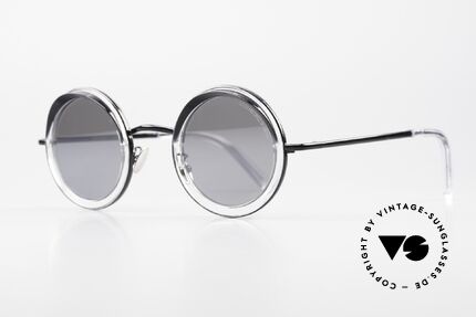 Cutler And Gross 1277 Round Designer Sunglasses, with silver-mirrored sun lenses for 100% UV protection, Made for Men and Women