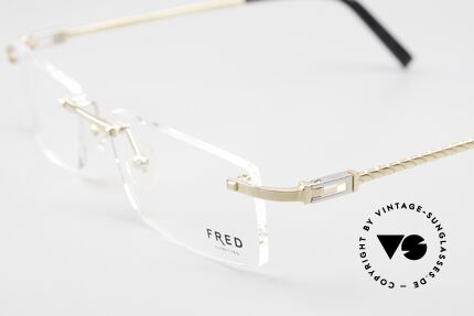 Fred Samoa Rimless Luxury Eyeglass-Frame, precious gold-plated frame with platium hinges; luxury!, Made for Men