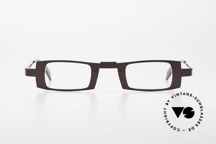 Theo Belgium Michael Square Titanium Glasses Claret, striking frame and interesting coloring: ruby colored, Made for Men and Women