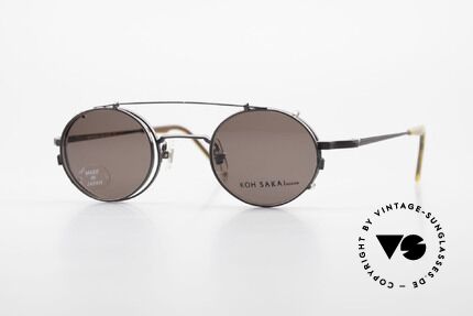 Koh Sakai KS9700 Round Eyeglasses With Clip On, small round vintage glasses by Koh Sakai, mod. KS9700, Made for Men and Women