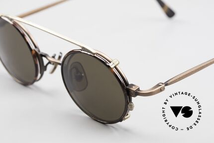 Freudenhaus Tori Small Round Frame Clip On, antique bronze metallic frame & chestnut brown Clip, Made for Men and Women