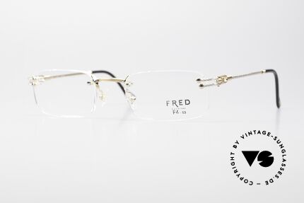Fred Orcade Square Rimless Luxury Glasses, Fred glasses, mod. Orcade, 53/20 with orig. demo lenses, Made for Men