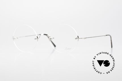 Lunor Classic Round PP The Rimless Steve Jobs Glasses, iconic model "Classic Round PP" Platinum-Plated 44x42, Made for Men and Women