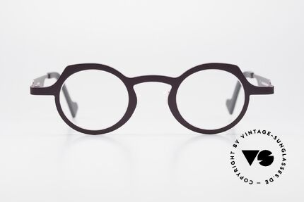 Theo Belgium Asia Round Designer Frame Unisex, model ASIA with color 12 (deep purple metallic), Made for Men and Women