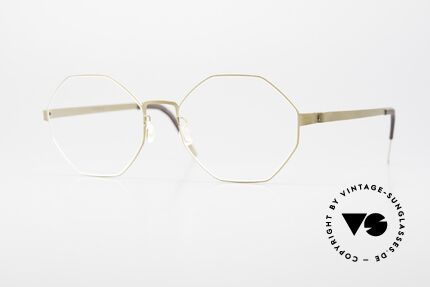 Lindberg 9609 Strip Titanium Octagonal Eyeglasses Dull Gold Details