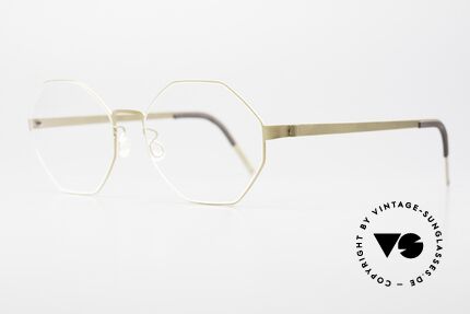 Lindberg 9609 Strip Titanium Octagonal Eyeglasses Dull Gold, light as a feather but extremely stable & very durable, Made for Men and Women