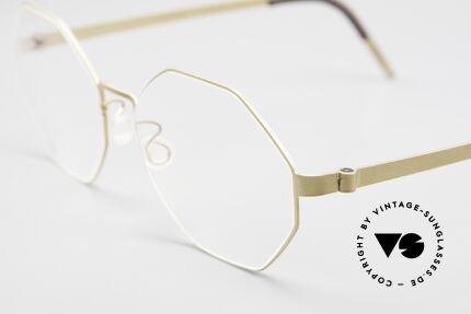 Lindberg 9609 Strip Titanium Octagonal Eyeglasses Dull Gold, stylish women's glasses and men's eyeglasses likewise, Made for Men and Women