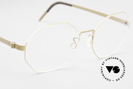 Lindberg 9609 Strip Titanium Octagonal Eyeglasses Dull Gold, unworn, NOS, with an original hard case by Lindberg, Made for Men and Women