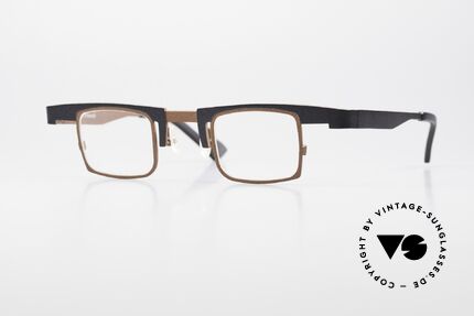 Theo Belgium Bo Square Designer Frame Titanium, square THEO eyeglasses dark-brown and black, Made for Men and Women