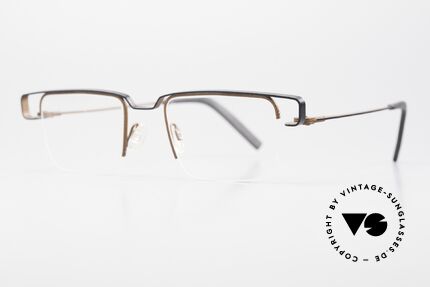 Theo Belgium Mousseline Nylor Frame Semi Rimless, bicolor: great combination of brown & black elements, Made for Men and Women