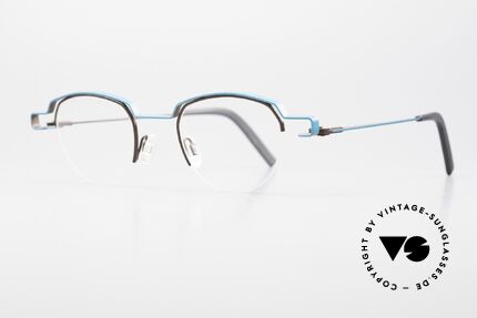 Theo Belgium Puree Nylor Panto Frame Semi Rimless, bicolor: great combination of brown & turquois parts, Made for Men and Women