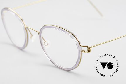 Lindberg Jackie 42 Air Titan Rim Women's Glasses Small Panto, golden frame with "purple translucent" inner rim: noble!, Made for Women