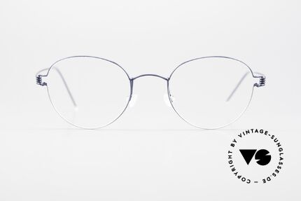 Lindberg Bo Air Titan Rim Small Panto Glasses Titanium, model "Bo" in dark-blue; size 45/20, 145mm temples, Made for Men and Women
