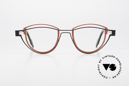 Theo Belgium Shape Women's Designer Glasses Panto, bi-colored frame looks like two outlines; UNIQUE, Made for Women