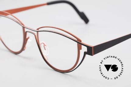 Theo Belgium Shape Women's Designer Glasses Panto, metal frame, size 44-22, color 323 (red and black), Made for Women