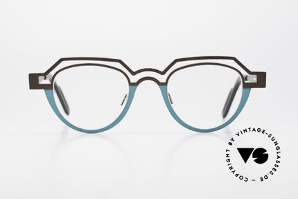 Theo Belgium Percé Panto Designer Specs Titanium, bi-colored frame looks like two arches; UNIQUE, Made for Men and Women