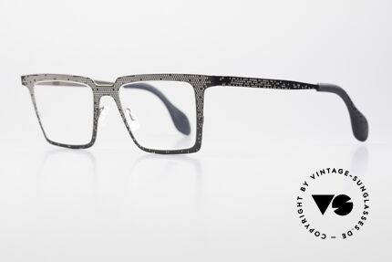 Theo Belgium Mille 63 Men's Eyeglasses Square Large, very interesting color code 258 (black and gray), Made for Men