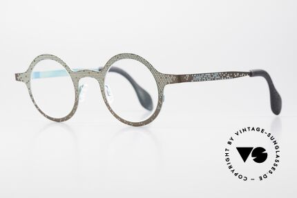 Theo Belgium Mille 64 Round Frame Dotted Pattern, interesting color concept 321 (brown & turquois), Made for Men and Women