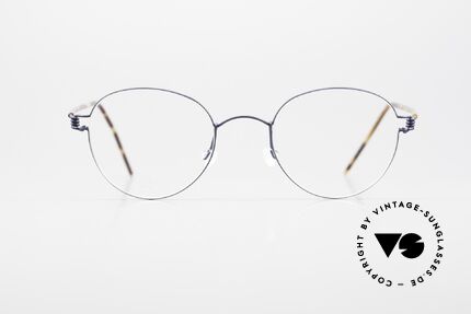 Lindberg Bo Air Titan Rim Panto Eyeglasses Titanium, model "Bo" in dark-blue with acetate cover, size 45/20, Made for Men and Women