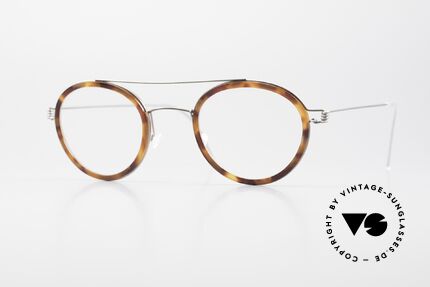 Lindberg Teitur 46 Air Titan Rim Panto Glasses With Brow Bar Details