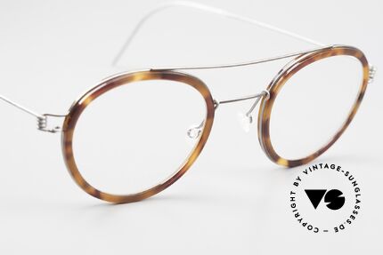 Lindberg Teitur 46 Air Titan Rim Panto Glasses With Brow Bar, unworn, NOS, with an original hard case by LINDBERG, Made for Men and Women