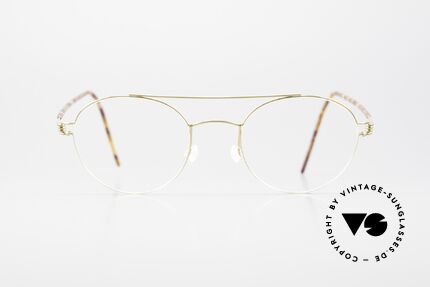 Lindberg Bruce Air Titan Rim Women's Glasses & Men's Specs, noble panto model with crossbar: color GT (matt gold), Made for Men and Women