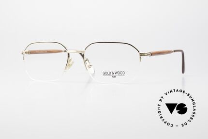Gold & Wood 546 Men's Wooden Specs Half Rim, Gold & Wood Paris glasses, 546-B7.6; size 56-16, Made for Men