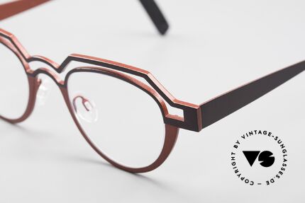 Theo Belgium Percé Designer Specs Panto Titanium, titanium frame in 45-21, color 311: brown / red, Made for Men and Women