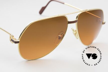 Cartier Vendome Laque - M Luxury Sunglasses Aviator, the sun lenses are tinted like a sunset (auburn gradient), Made for Men and Women