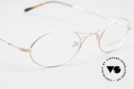 Giorgio Armani 229 Known As Schubert Glasses, small, plain and puristic 'wire glasses' with a X-bridge, Made for Men and Women