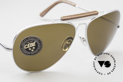 Cebe 309 Leather Aviator Carnet De Vol, unworn, NOS (like all our 80's CEBE aviator sunglasses), Made for Men