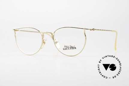 Jean Paul Gaultier 55-3177 Gold Plated Vintage Frame 90's, noble Jean Paul Gaultier 90's designer glasses, Made for Men and Women