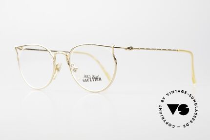 Jean Paul Gaultier 55-3177 Gold Plated Vintage Frame 90's, interesting construction (semi rimless setting), Made for Men and Women