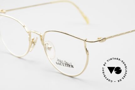 Jean Paul Gaultier 55-3177 Gold Plated Vintage Frame 90's, 22kt gold-plated & with orig. clear DEMO lenses, Made for Men and Women