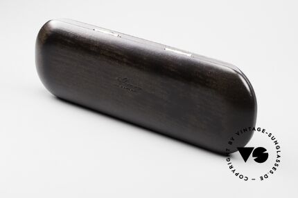 Lunor Wooden Folding Case - E Solid Wood Case Wenge In Size E, photo shows a Lunor "V 111" (46mm height) in the case, Made for Men and Women