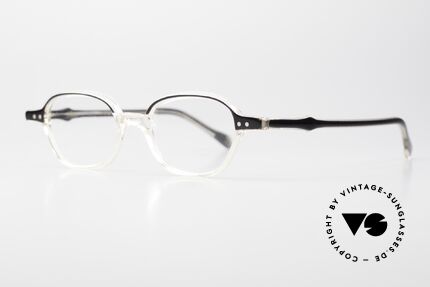 Lunor Mod 46 Old 90's Glasses Crystal Acetate, crystal col. 04 = crystal-transparent and black frame, Made for Men and Women