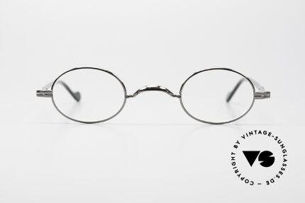 Lunor II A 04 XS Oval Eyeglasses Gunmetal, full rim metal frame with sophisticated acetate temples, Made for Men and Women