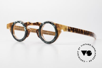 Vidocq Les Halles Round Vintage Glasses 1980's, terrific frame pattern looks leopard-marbled; rare!, Made for Men and Women