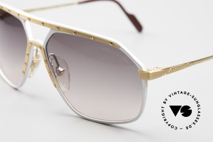 Alpina M6 Old Vintage 80's Sunglasses, silver frame with golden ornamental cover & screws, Made for Men and Women