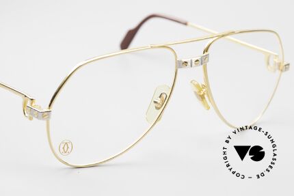 Cartier Vendome Santos - S James Bond Vintage Glasses, luxury frame (22ct gold-plated) with full orig. packing!, Made for Men and Women