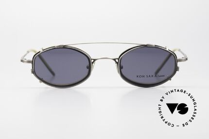 Koh Sakai KS9836 Titanium Glasses With Sun Clip, size 45-21 with practical Clip-On (100% UV protection), Made for Men and Women